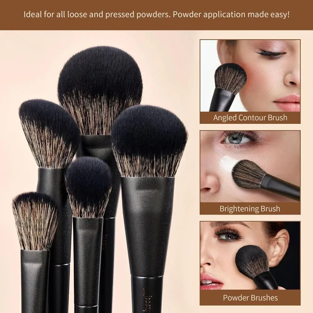 Jessup 14Pcs T336-G Black Kabuki Makeup Brushes Set With Gift Box